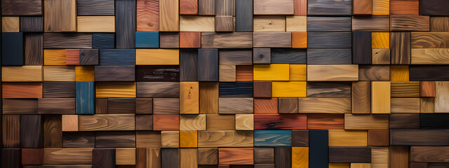 An artistic composition featuring an assortment of wood types - obrazy, fototapety, plakaty