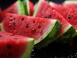 Closeup of fresh and juicy organic watermelon