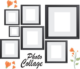 7 photo collage template. vector illustration, new collections