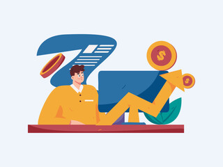 Internet financial management investment flat vector concept operation hand drawn illustration
