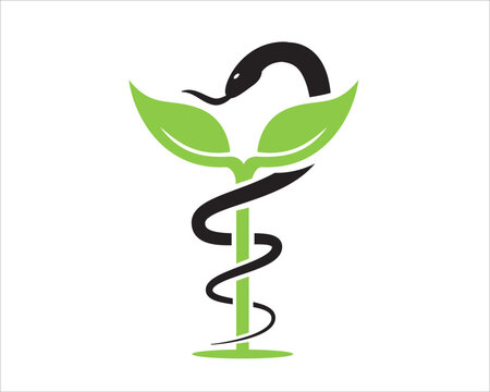 leaf caduceus logo designs for medical service and consult
