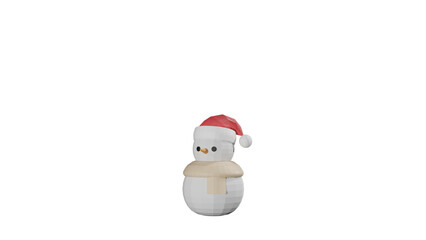 Little christmas snowman isolated on transparent background.
