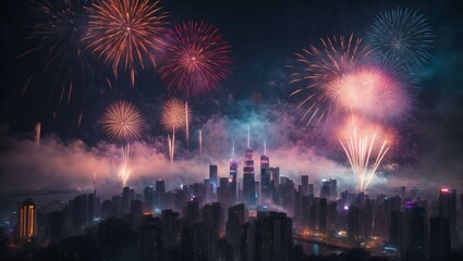 fireworks over the city