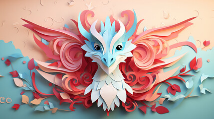 Obraz premium Chinese dragon in paper cut style. New Year of the Dragon 2024