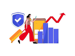 Internet financial management investment flat vector concept operation hand drawn illustration
