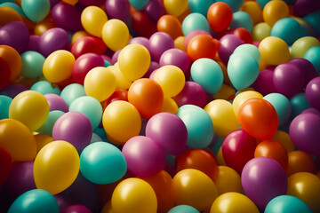 Fototapeta na wymiar Multicolored balloons background. Full frame. AI generated