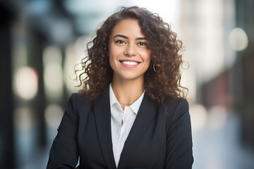 Fototapeta premium Portrait of beautiful business woman looking happy