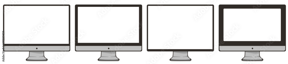 Poster modern digital monitors set. portable blank led screen with highquality resolution and computer cont