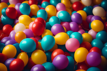 Fototapeta na wymiar Multicolored balloons background. Full frame. AI generated