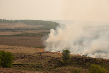 Wildfires in Northern England on Moorland