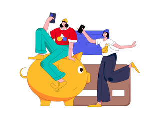 Internet financial management investment flat vector concept operation hand drawn illustration
