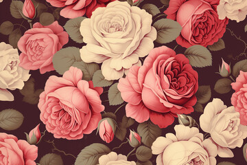 Vintage image of roses for background. Generative AI.