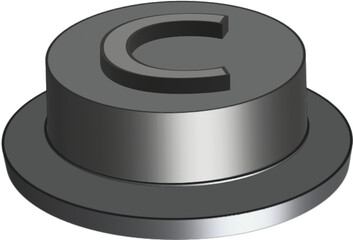 Push button up, C letter	
