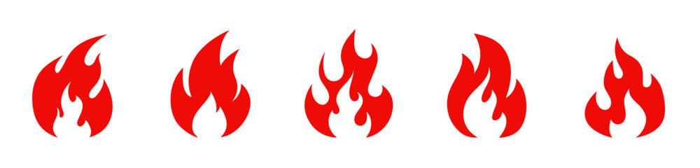 Fire black solid icons. Flame vector silhouette logo. Wildfire symbol