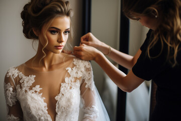 Naklejka premium Bride Getting ready wedding day