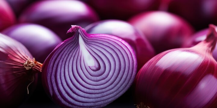 Layers of purple onion rings create a beautiful, intricate pattern of natural spirals.