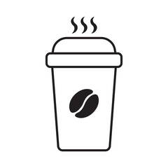 Hot coffee cup vector icon. Paper coffee cup icon isolated on white background.
