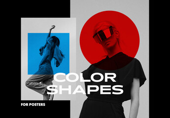 Colored Geometric Shapes Poster Photo Effect Mockup