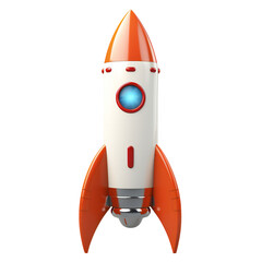 3D rocket. Spaceship rocket. A blue rocket taking off. isolated on transparent