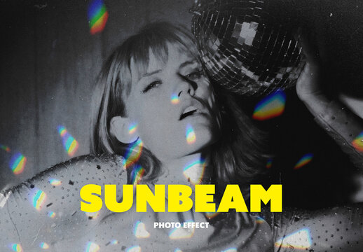 Retro Sunbeam Glints Photo Effect Mockup
