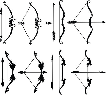 Bows and arrows silhouettes
