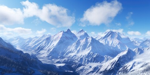 Fototapeta na wymiar Peaks Beckon - Desktop Journey to Majestic Mountains and Tranquil Valleys - Virtual Alpine Serenity