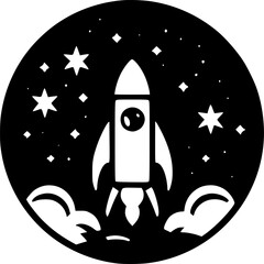 Fototapeta premium Space - Black and White Isolated Icon - Vector illustration