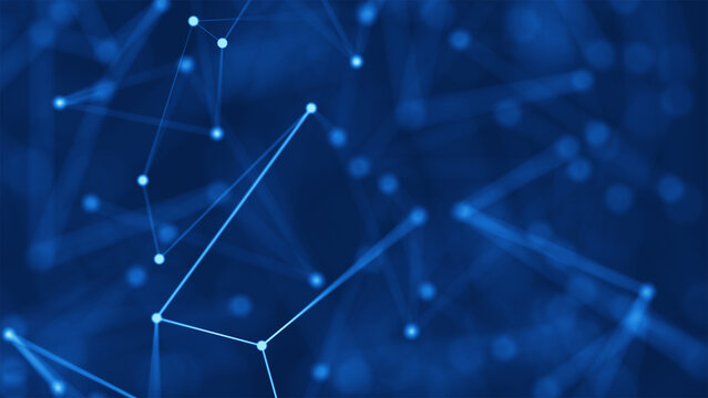 Abstract blue plexus background of lines and dots