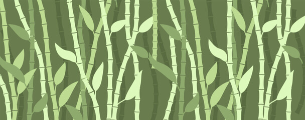 Bamboo grove background. Green tree trunks with leaves and chinese design with japanese pattern of natural zen and natural spa vector