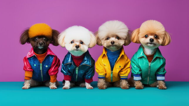 Fashion Forward Fido: Maltipoo Puppy in Trendy Outfits for Vibrant Ads