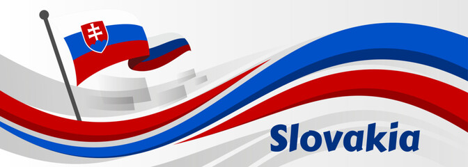 national flag Slovakia on background with National day banner


