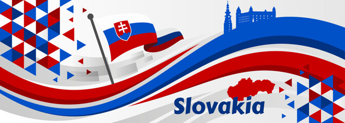 Obraz premium national flag Slovakia on background with National day banner