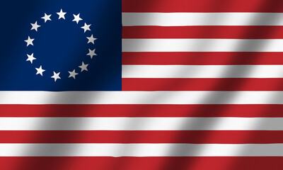 Powiewająca Betsy Ross flag 3d - obrazy, fototapety, plakaty