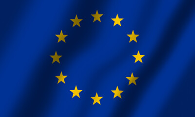 Powiewająca Flaga Unii Europejskiej - obrazy, fototapety, plakaty