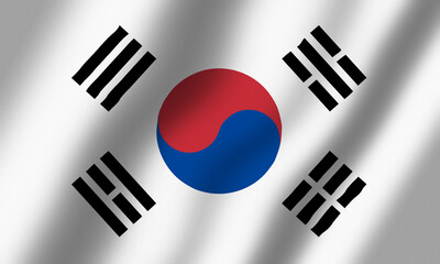 Powiewająca Flaga Korei Południowej - obrazy, fototapety, plakaty