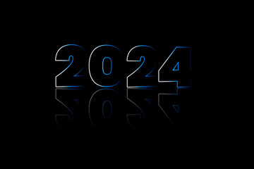 2024 New Year Shadow text effect on black wallpaper