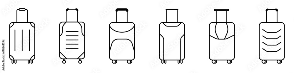 Poster suitcase vector icons set. set of linear icons of bags for things. suitcase icons concept set. suitc