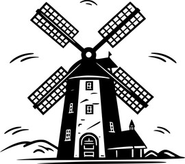 Windmill | Minimalist and Simple Silhouette - Vector illustration