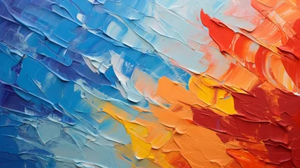 Fotobehang abstract symphony of colors, in the style of rich thick impasto painting, visionary abstract painting, 16:9 © Christian