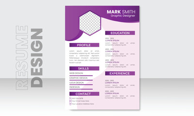 Minimal professional CV design. Stylish CV resume template design for a creative person - vector minimalist sample design.
