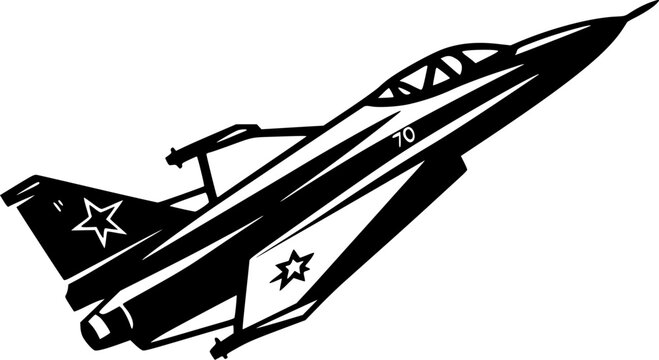 black jet fighter with star emblem clip art preview
