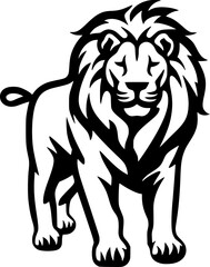 Fototapeta premium Lion - Black and White Isolated Icon - Vector illustration