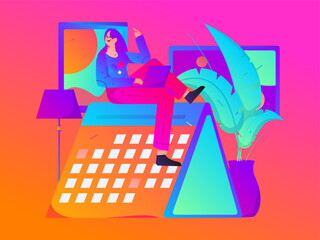 Home indoor character scene flat vector concept operation hand drawn illustration
