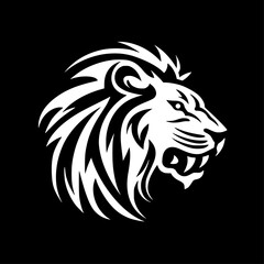 Fototapeta premium Lion - Black and White Isolated Icon - Vector illustration