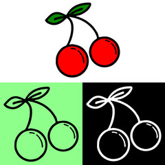 lychee illustration, hand drawn outline, this illustration can be used for icons, logos, and symbols, vector in flat design style