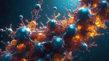 balayage électronique des gaz dans les cellules - une exploration moléculaire des réponses biochimiques qui régulent l'équilibre gazeux dans les cellules du corps humain. - obrazy, fototapety, plakaty