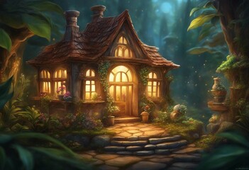 Fototapeta premium Illustration of a fantasy art house