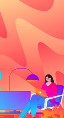 Home indoor character scene flat vector concept operation hand drawn illustration
