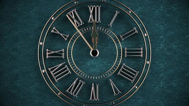 Old Clock Vintage 3d Clock New Year countdown on blue background