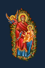 Fototapeta premium Burning bush. Illustration in Byzantine style